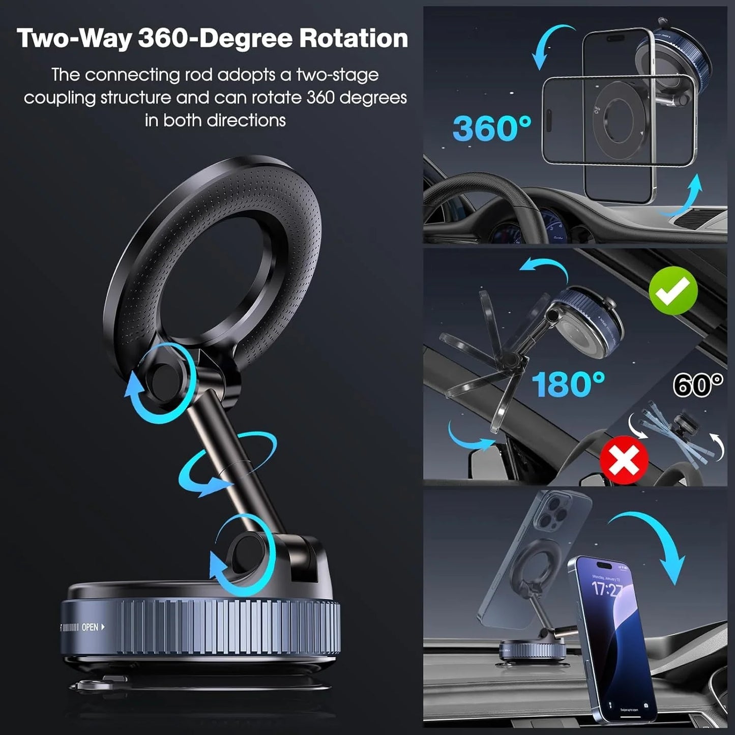Magrip Pro Universal Magnetic Mount for All Smartphones – Stick Anywhere | Drive Hands-Free with Ultra Strong Magnetic Phone Holder