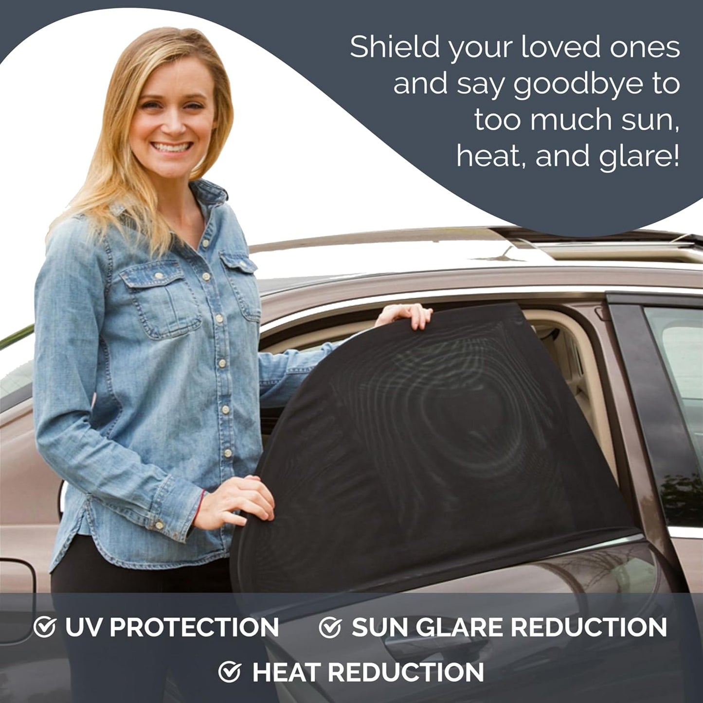 Universal Car Window Pullover Sun Shade Mesh | Heat Insulation | Air Circulation | Prevents Dusts and Insects | Foldable | Protects from The Sun| Fits All (99%) Cars - The Ultimate Sun Shade (Pack of 4)