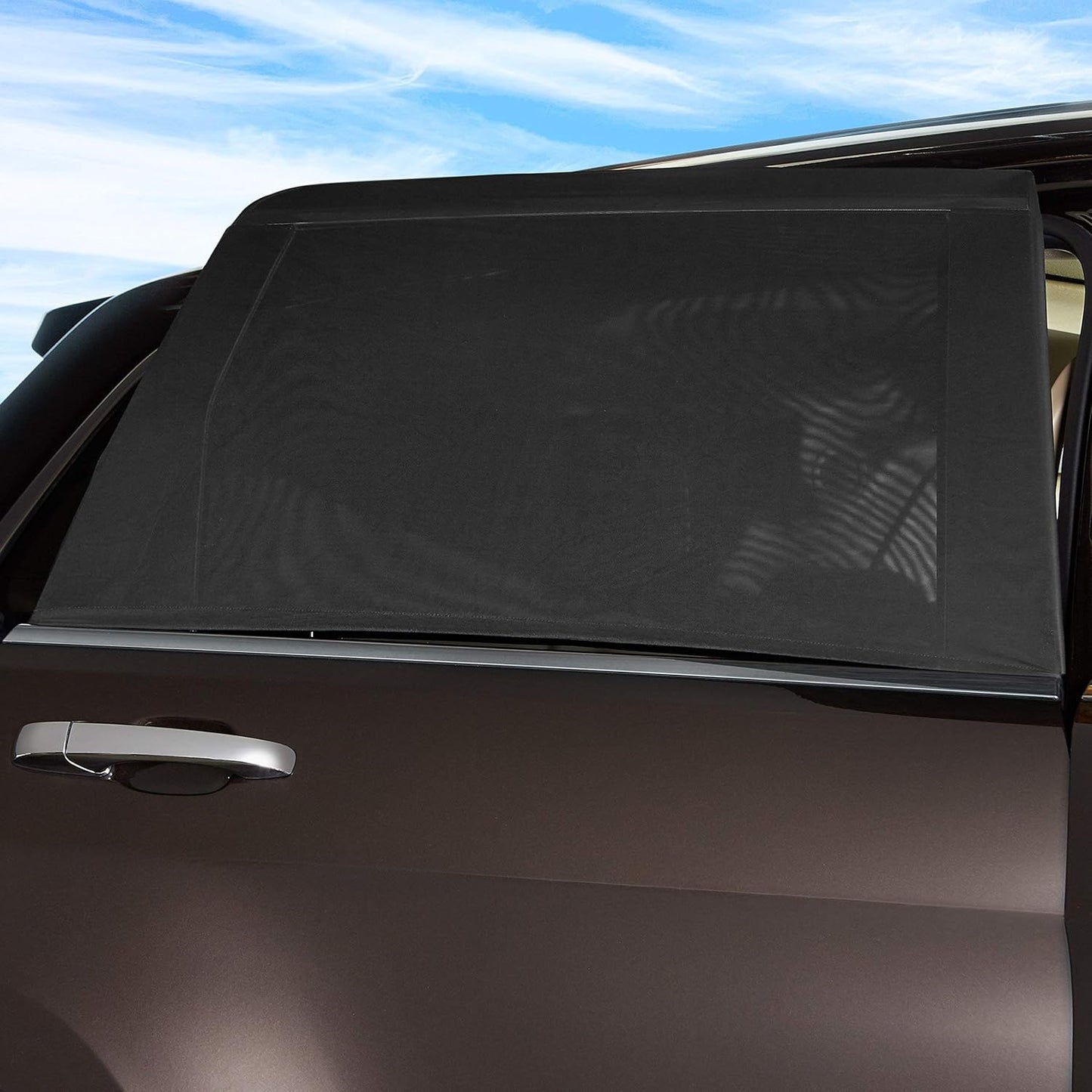 Universal Car Window Pullover Sun Shade Mesh | Heat Insulation | Air Circulation | Prevents Dusts and Insects | Foldable | Protects from The Sun| Fits All (99%) Cars - The Ultimate Sun Shade (Pack of 4)