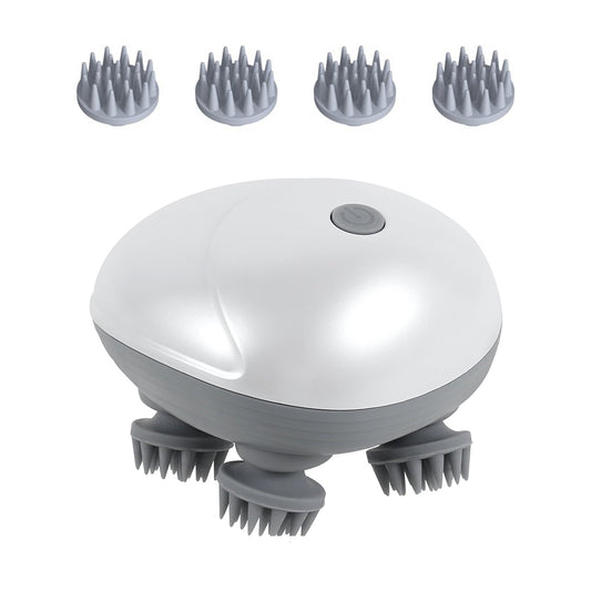 Rechargeable Scalp & Head Massager – Improve Blood Flow, Reduce Stress & Headaches Naturally, Promote Sleep & Hair Growth | 96 Silicon Kneading Points Detachable Head & Waterproof