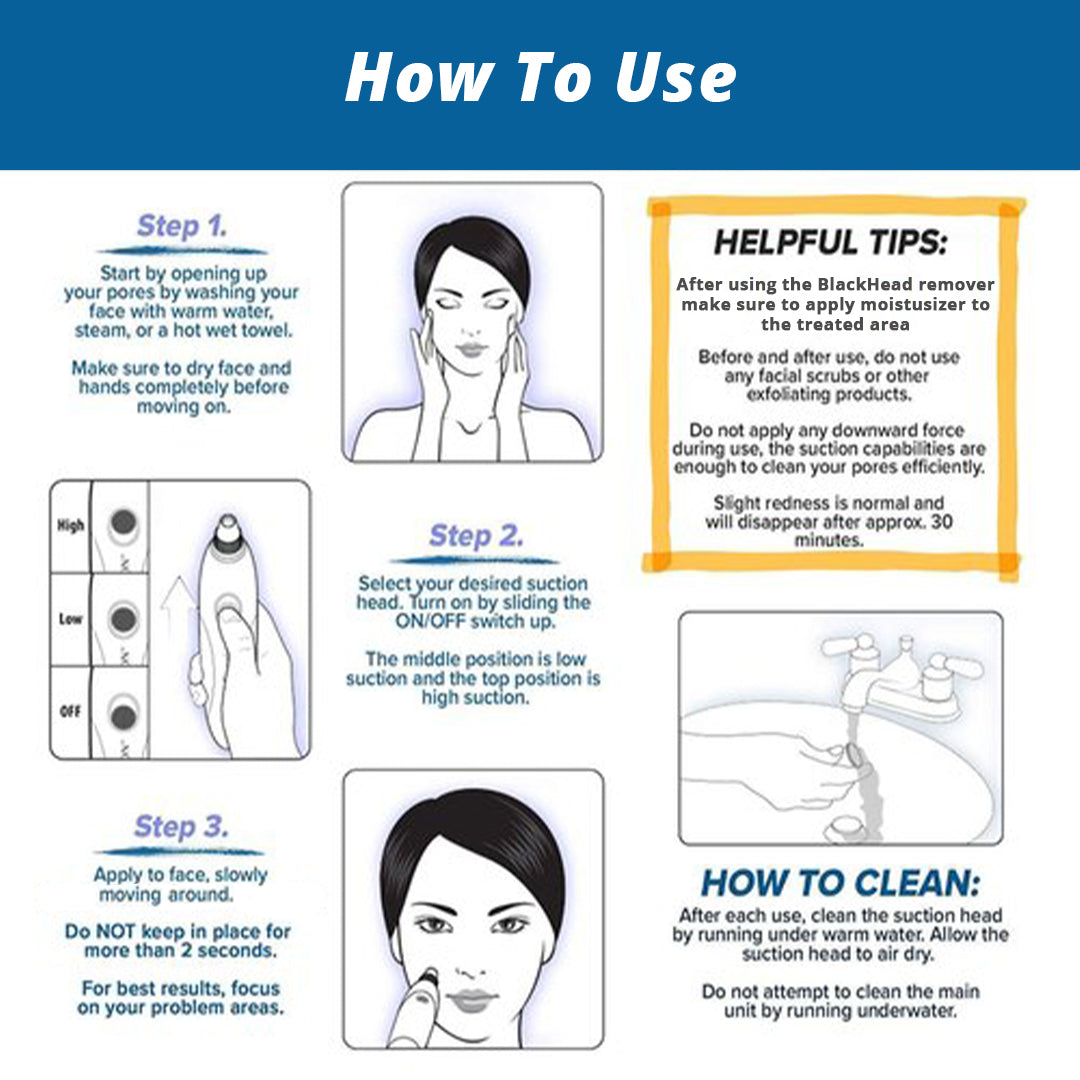 4 in 1 Blackheads Skin Vacuum Suction to Cleanse Pores, Clean Acne, Pimples and Blackhead