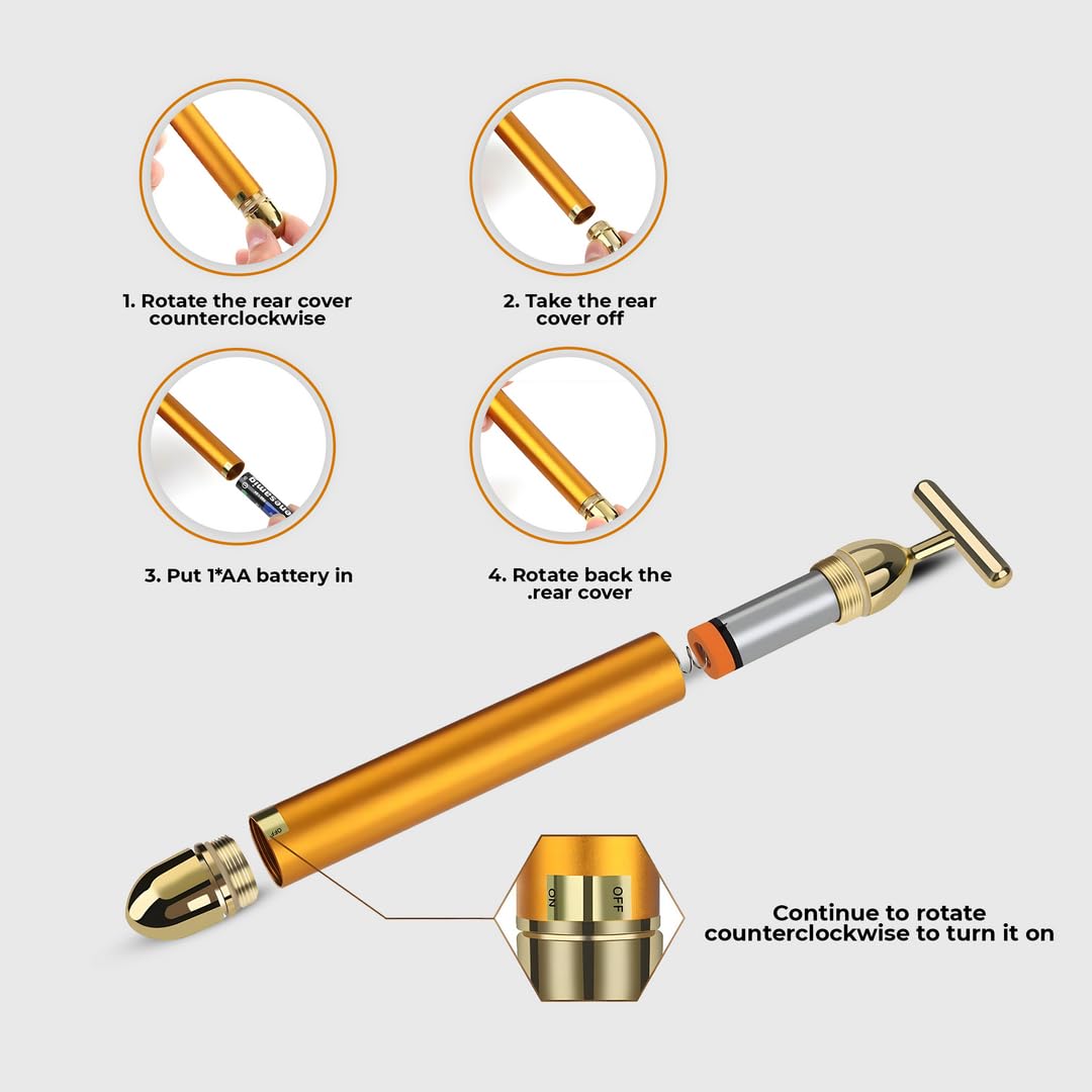 24K Gold Vibrating Facial Massager For Youthful Glow, Instant Face Lift & Bye-Bye Puffiness