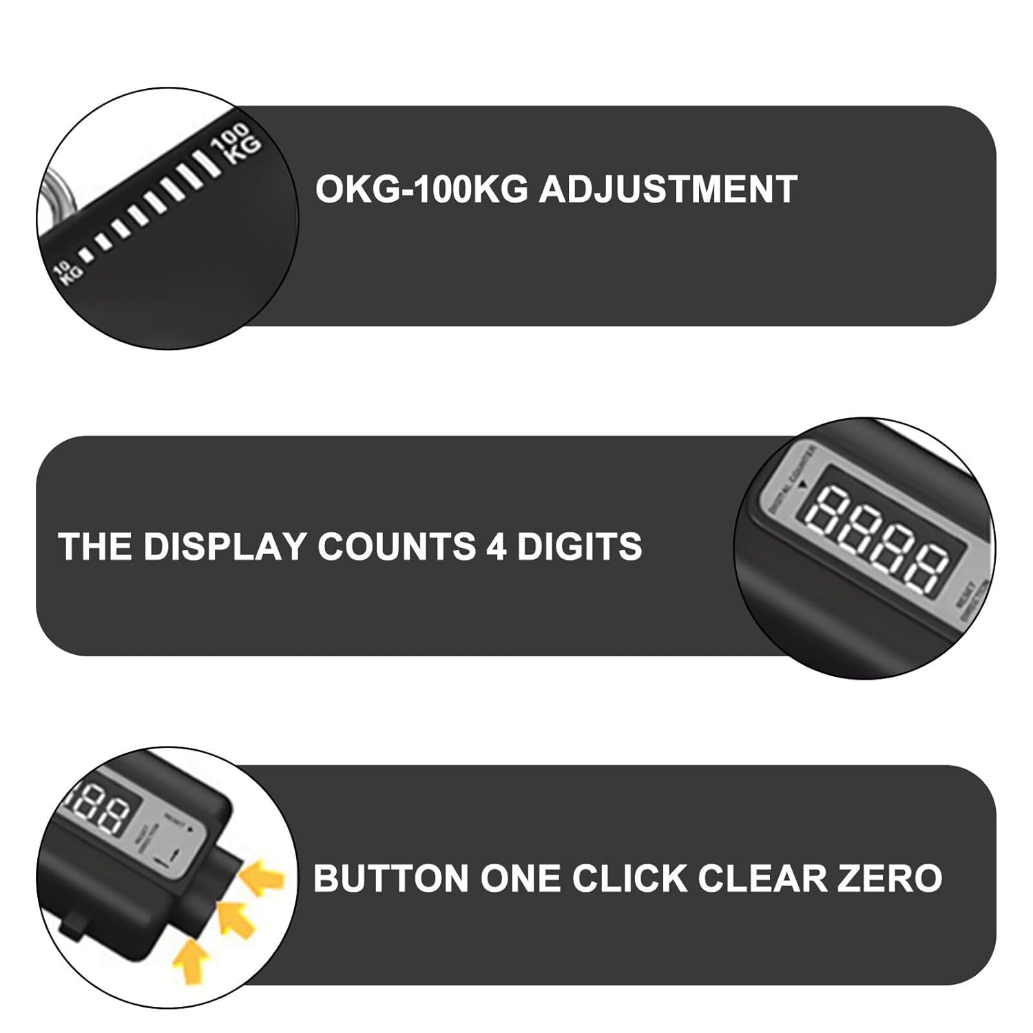 Adjustable Hand Grip Strengthener with Digital Counter Boost Your Forearm, Wrist & Hand Strength with Customizable Resistance - 10 to 100Kgs