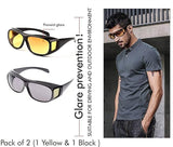 HD Vision Day & Night Unisex Goggles - Anti-Glare, Polarized Sunglasses for Men & Women as Driving Glasses UV Protection for all Bikes & Cars - Pack of 2 Googles