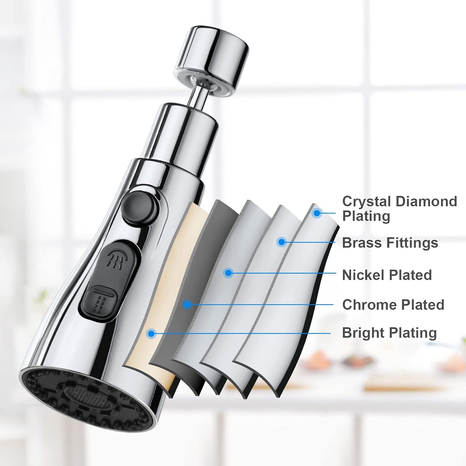 360° Rotatable 3‑mode Tap Extender For Kitchen Sink | Easy Fit, Water‑saving, Splash‑proof | Quick Installation