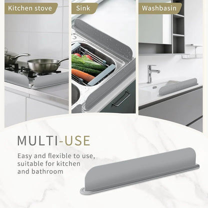 Flexible Silicone Splash Guard for Kitchen Sink Edges - Keep Counters Dry| Easy Fit & Durable