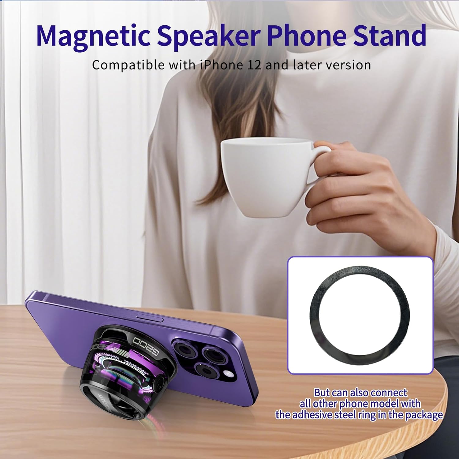 Magnetic  Bluetooth Speaker with Stunning RGB & Strong Magnet Mount. Compatible with all Mobile Phones