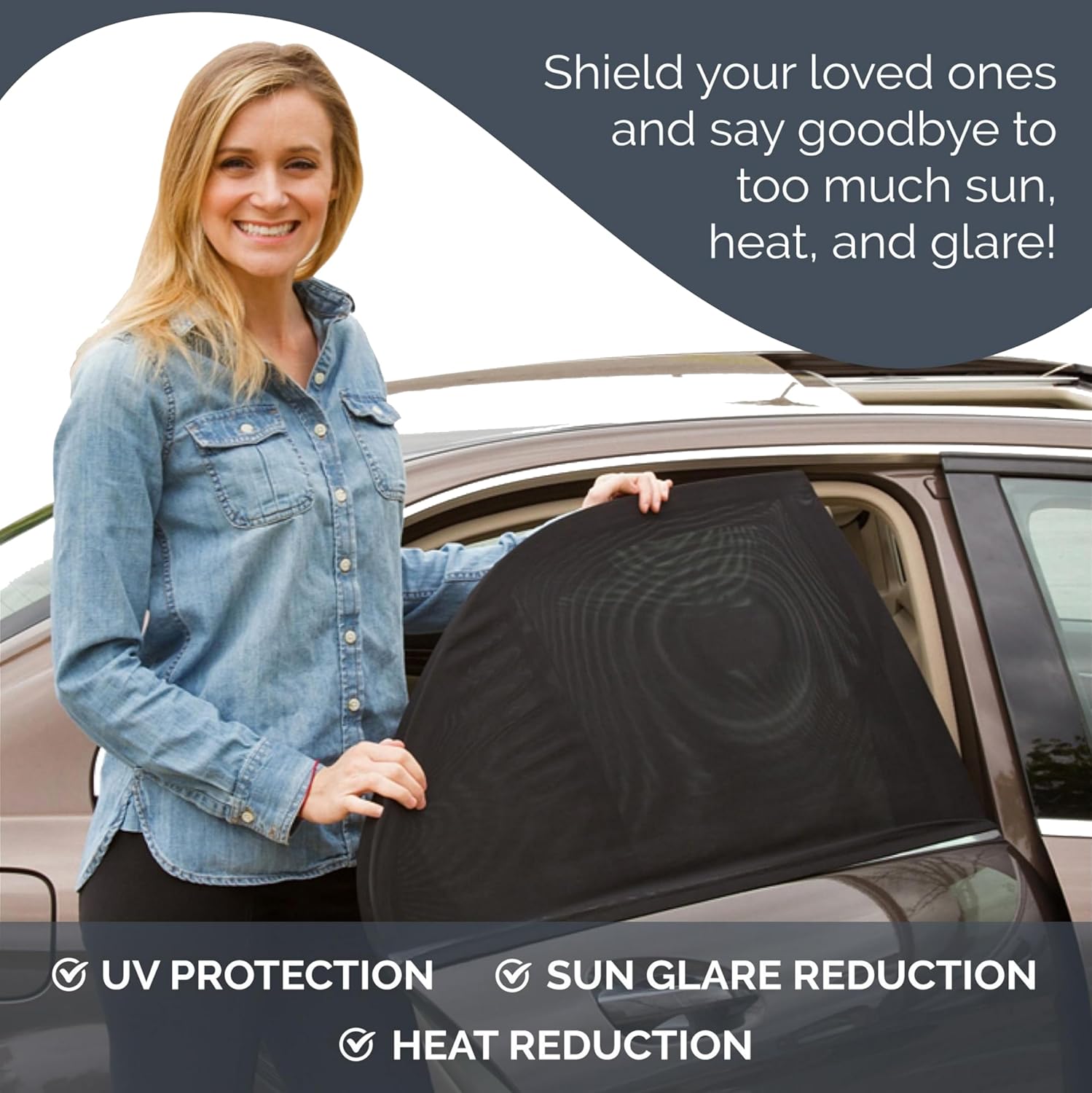 Universal Car Window Pullover Sun Shade Mesh | Heat Insulation | Air Circulation | Prevents Dusts and Insects | Foldable | Protects from The Sun| Fits All (99%) Cars -  The Ultimate Sun Shade (Pack of 4)