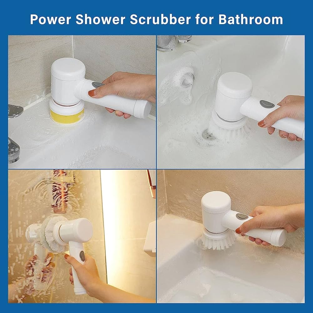 5-in-1 Powerful Electric Spin Scrubber | Powerful Cordless Cleaning Brush for Bathroom, Kitchen & More!