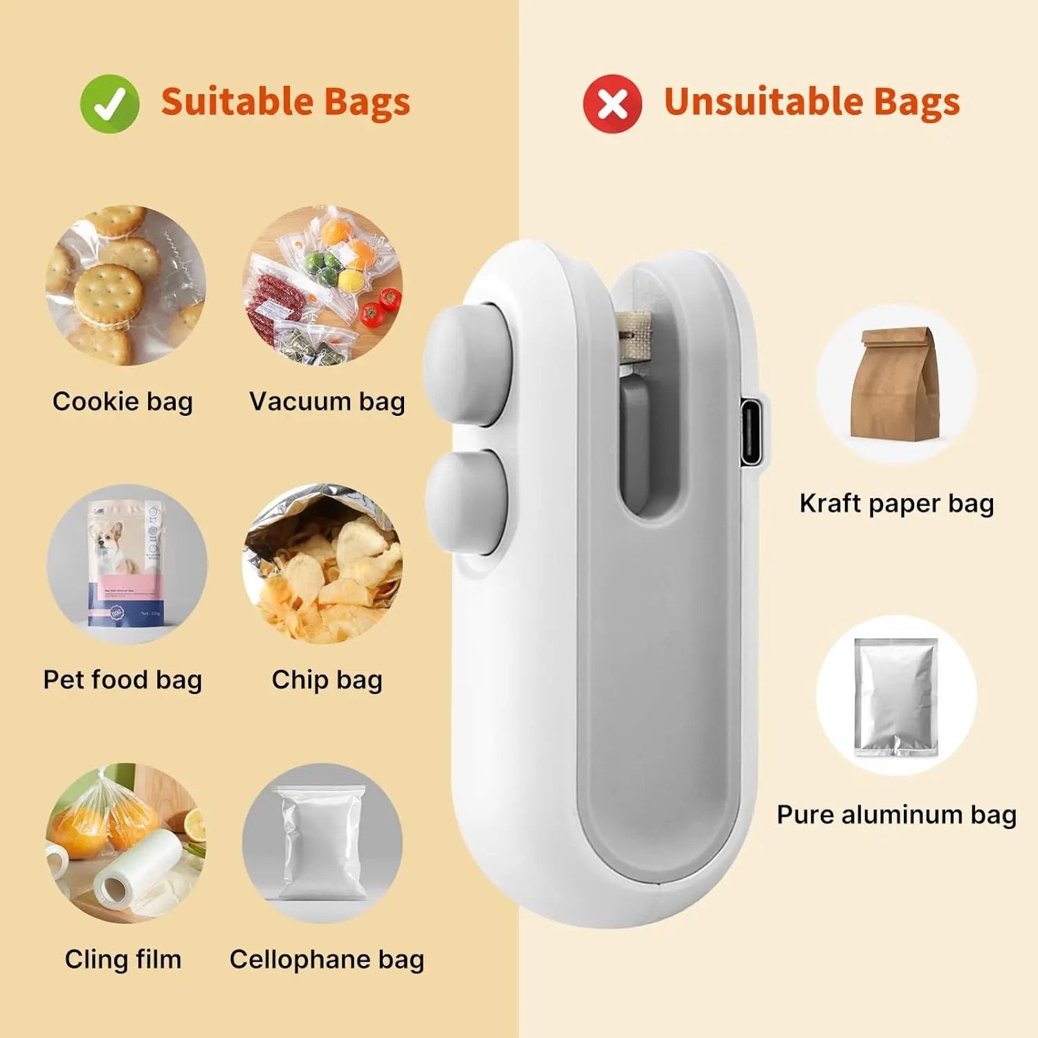 Mini Portable Bag sealer – Keep Snacks Fresh & Crispy | USB-C Rechargeable & Magnetic