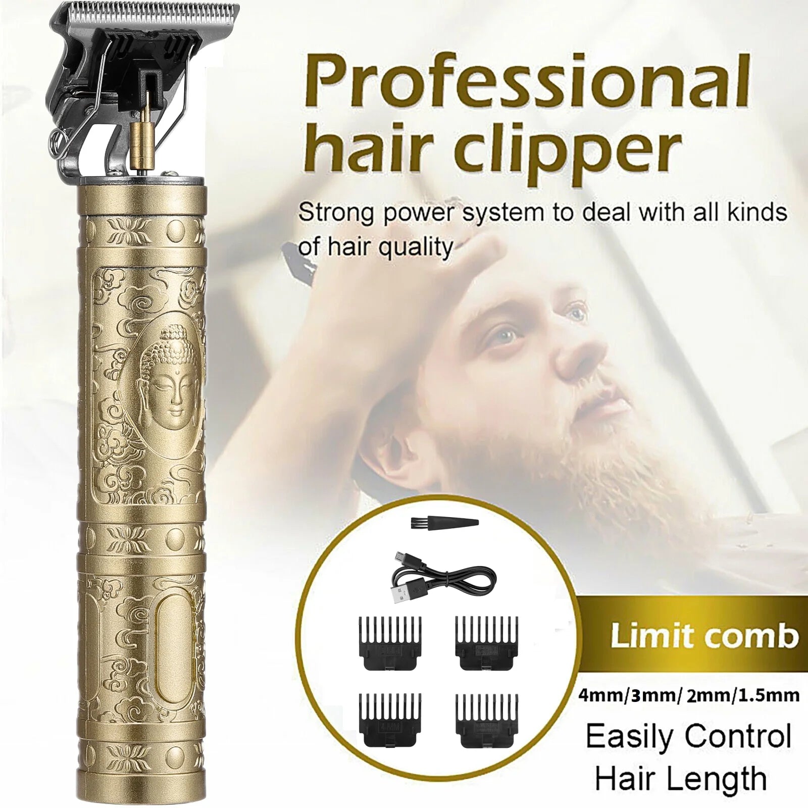 Super Powerful Metal Buddha Trimmer for Men - designed for both hair shaving and precise beard trimming. Experience effortless and versatile styling