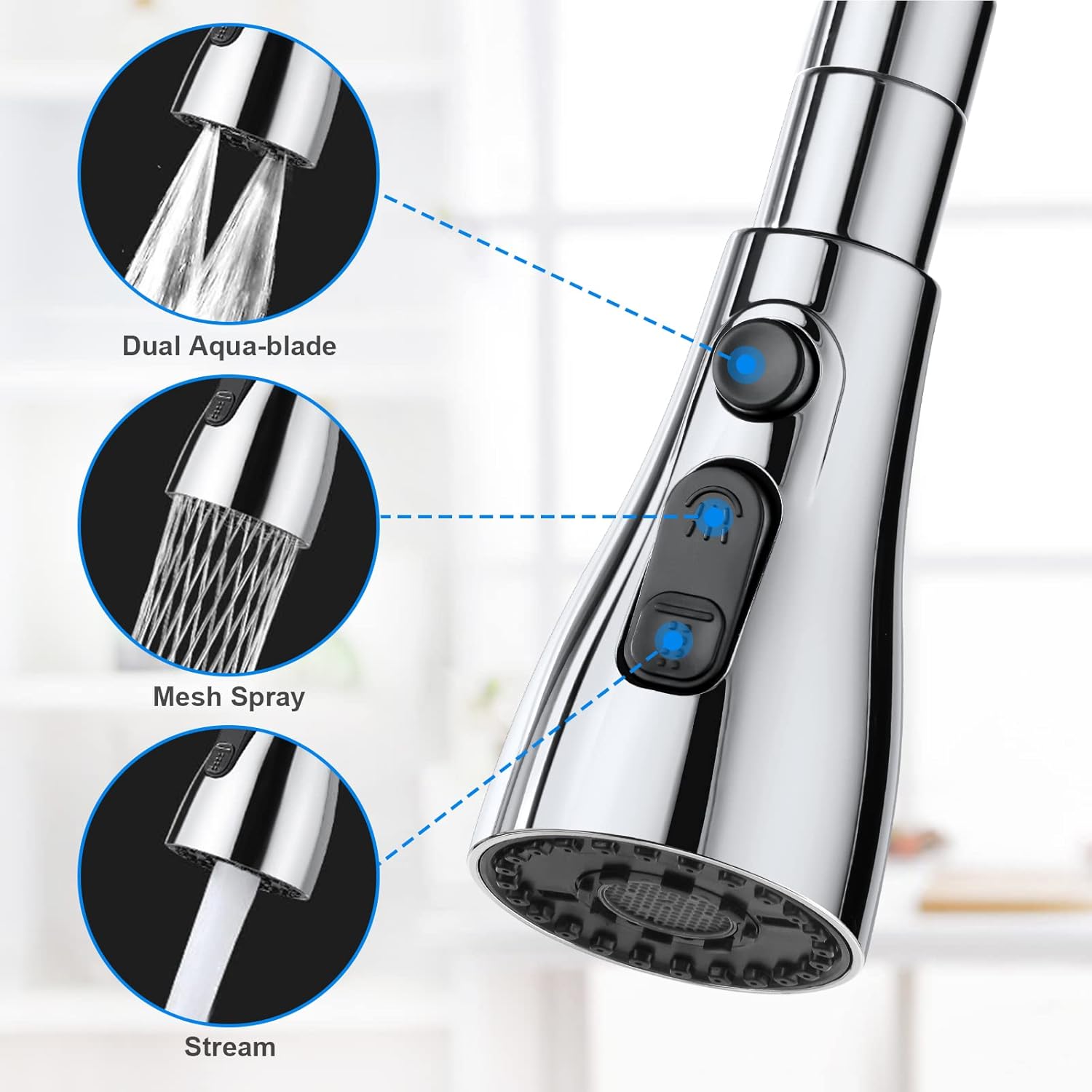 360° Rotatable 3‑mode Tap Extender For Kitchen Sink | Easy Fit, Water‑saving, Splash‑proof | Quick Installation