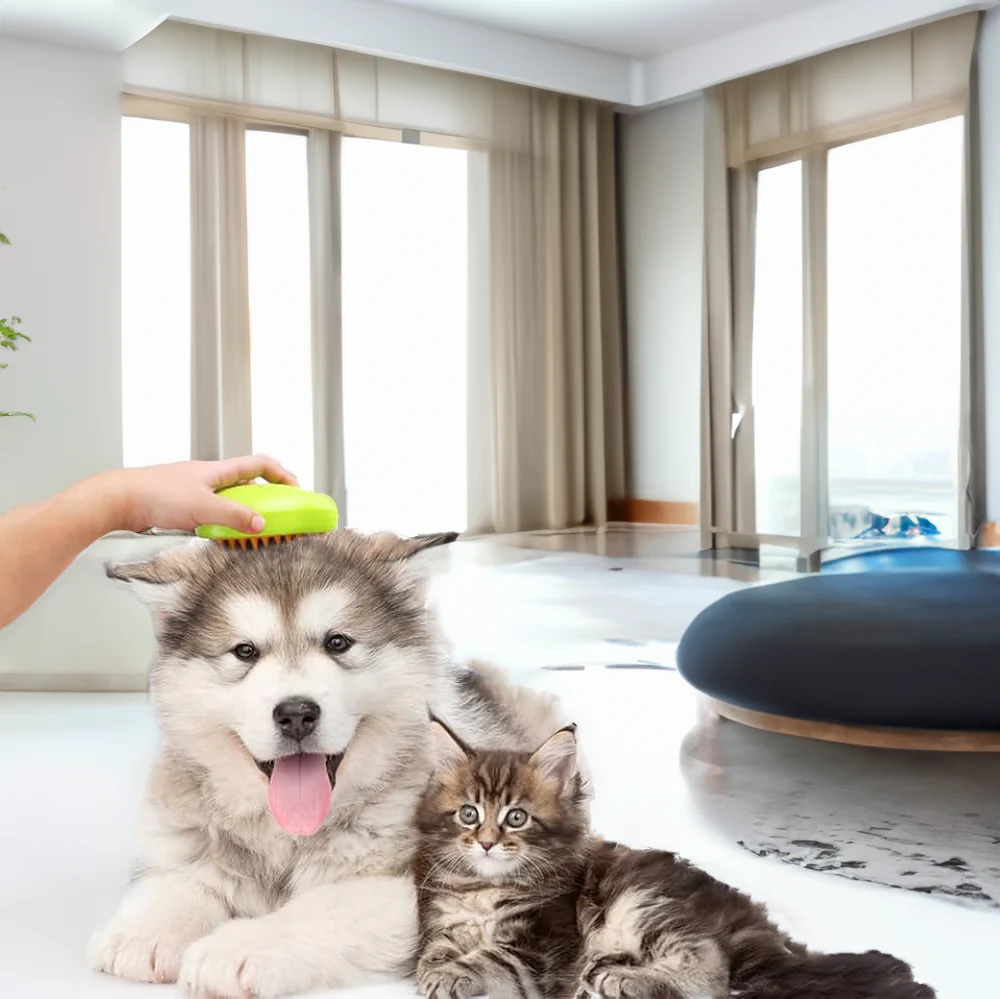 Steam Pet Brush with Unique Spray Function for your Dogs & cats for their healthy coat