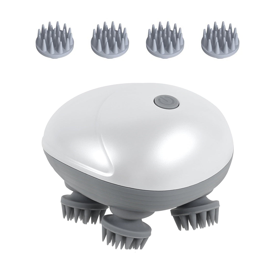 Rechargeable Scalp & Head Massager – Improve Blood Flow, Reduce Stress & Headaches Naturally, Promote Sleep & Hair Growth | 96 Silicon Kneading Points Detachable Head & Waterproof