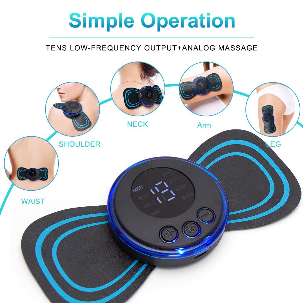 Mini Massager with 8 Modes and 19 Strength Levels, Rechargeable Electric Massager for Shoulder, Arms, Legs, Back Pain for Men and Women