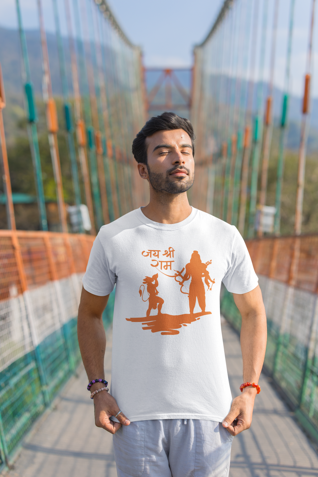 Jai Shree Ram – Printed Round Neck White T shirt