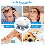 Rechargeable Scalp & Head Massager – Improve Blood Flow, Reduce Stress & Headaches Naturally, Promote Sleep & Hair Growth | 96 Silicon Kneading Points Detachable Head & Waterproof